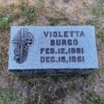 Violetta Burgo's Headstone in Mount Olivet Cemetery in Kalamazoo, MI - She and Sam Burgo are burred head to head (headstones are across from each other)